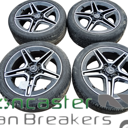 MERCEDES A CLASS 2022 SET OF 4 ALLOY WHEELS AND TYRES 225/45 R18 GOOD TRED (VERY TINY MARKS SEE IN PHOTOS) 1